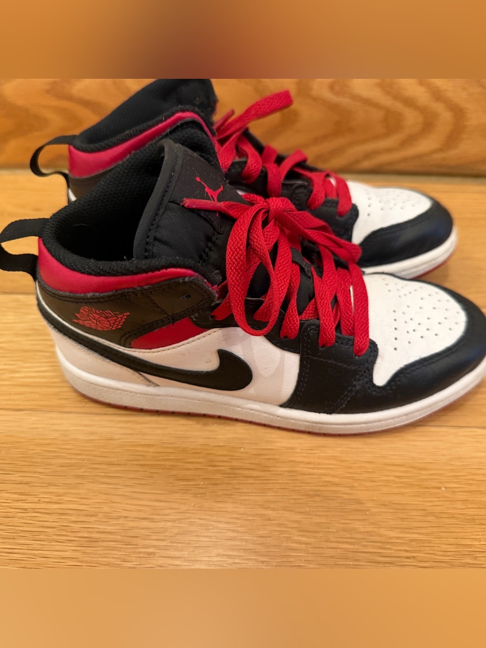 Nike Air Jordan Black, White & Red High-Top Sneakers -2y